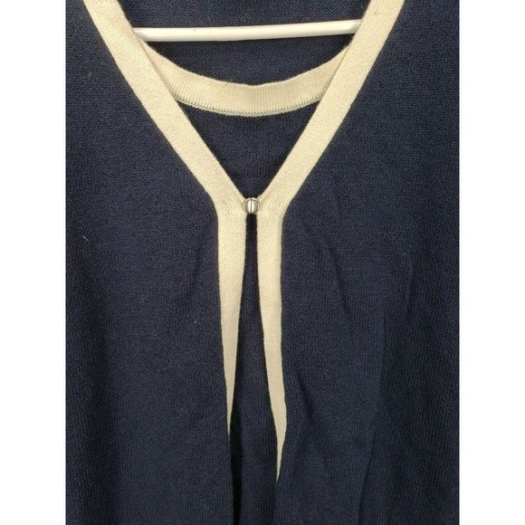 Sag Harbor Navy Blue Red White Striped Vintage Open Front Cardigan Size Medium - Picture 5 of 6